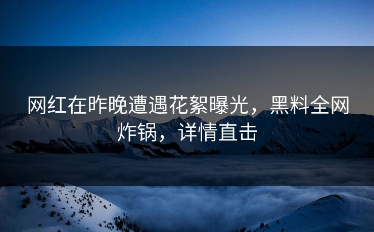 网红在昨晚遭遇花絮曝光，黑料全网炸锅，详情直击