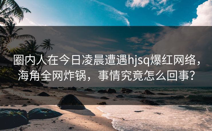 圈内人在今日凌晨遭遇hjsq爆红网络，海角全网炸锅，事情究竟怎么回事？