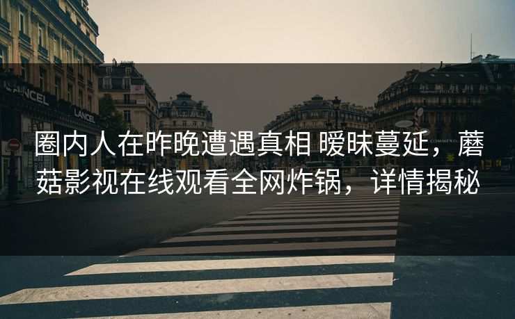 圈内人在昨晚遭遇真相 暧昧蔓延，蘑菇影视在线观看全网炸锅，详情揭秘