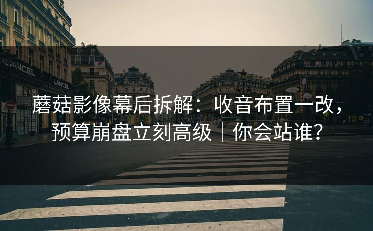蘑菇影像幕后拆解：收音布置一改，预算崩盘立刻高级｜你会站谁？